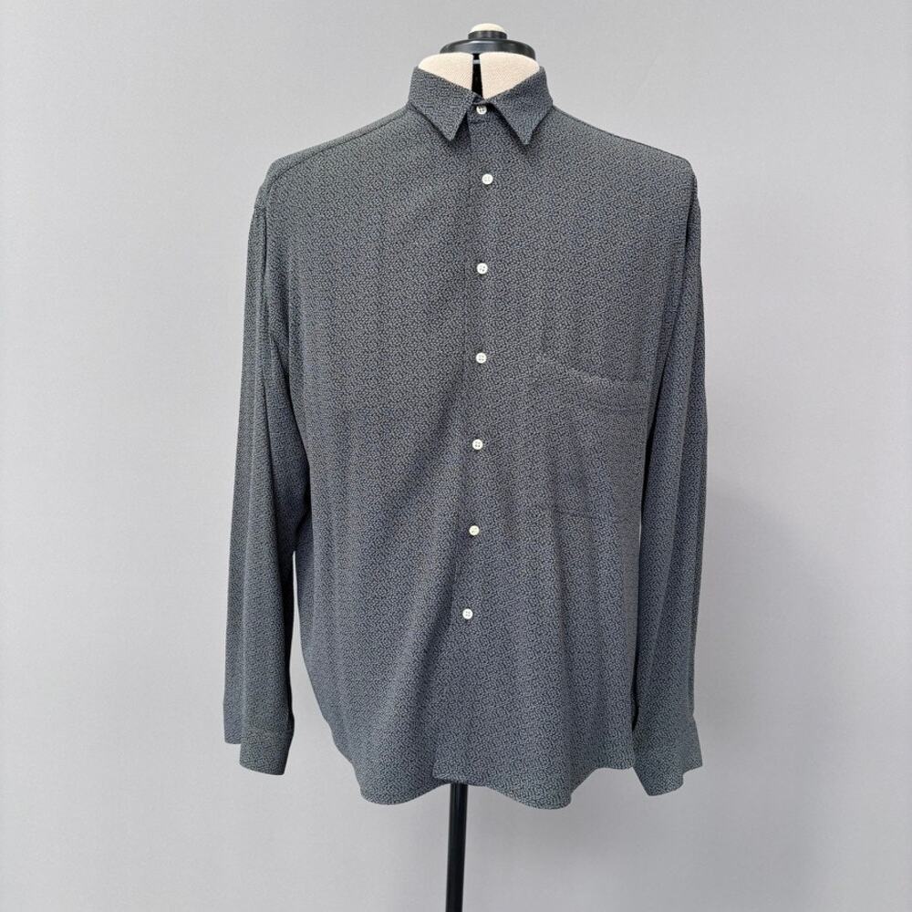 Compagnia di Milano Mens Gray Black Abstract Pattern Button Front Shirt Large